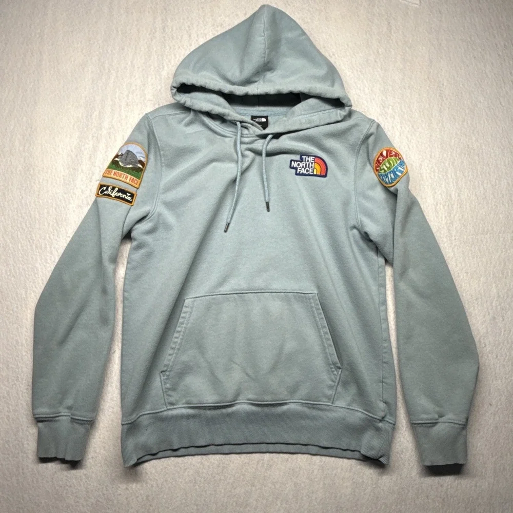 The North Face Novelty Patch Hoodie Mens Medium Light Mint Green Sweatshirt